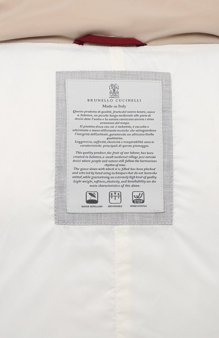 Мужской пуховый жилет BRUNELLO CUCINELLI бежевого цвета, арт. MM4031716 | Фото 6 (Материал утеплителя: Пух и перо; Длина (верхняя одежда): Короткие; Материал внешний: Синтетический материал; Кросс-КТ: Куртка; Стили: Кэжуэл; Мужское Кросс-КТ: жилеты-тонкие; Материал подклада: Синтетический материал; Автоматизация состава: Проставлено; Автоматизация ТО: Проставлено)