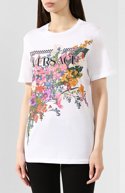 Хлопковая футболка VERSACE белого цвета по цене 61600 руб., арт. A82907/A201952, фото 3 Хлопковая футболка VERSACE, арт. A82907/A201952, фото 3