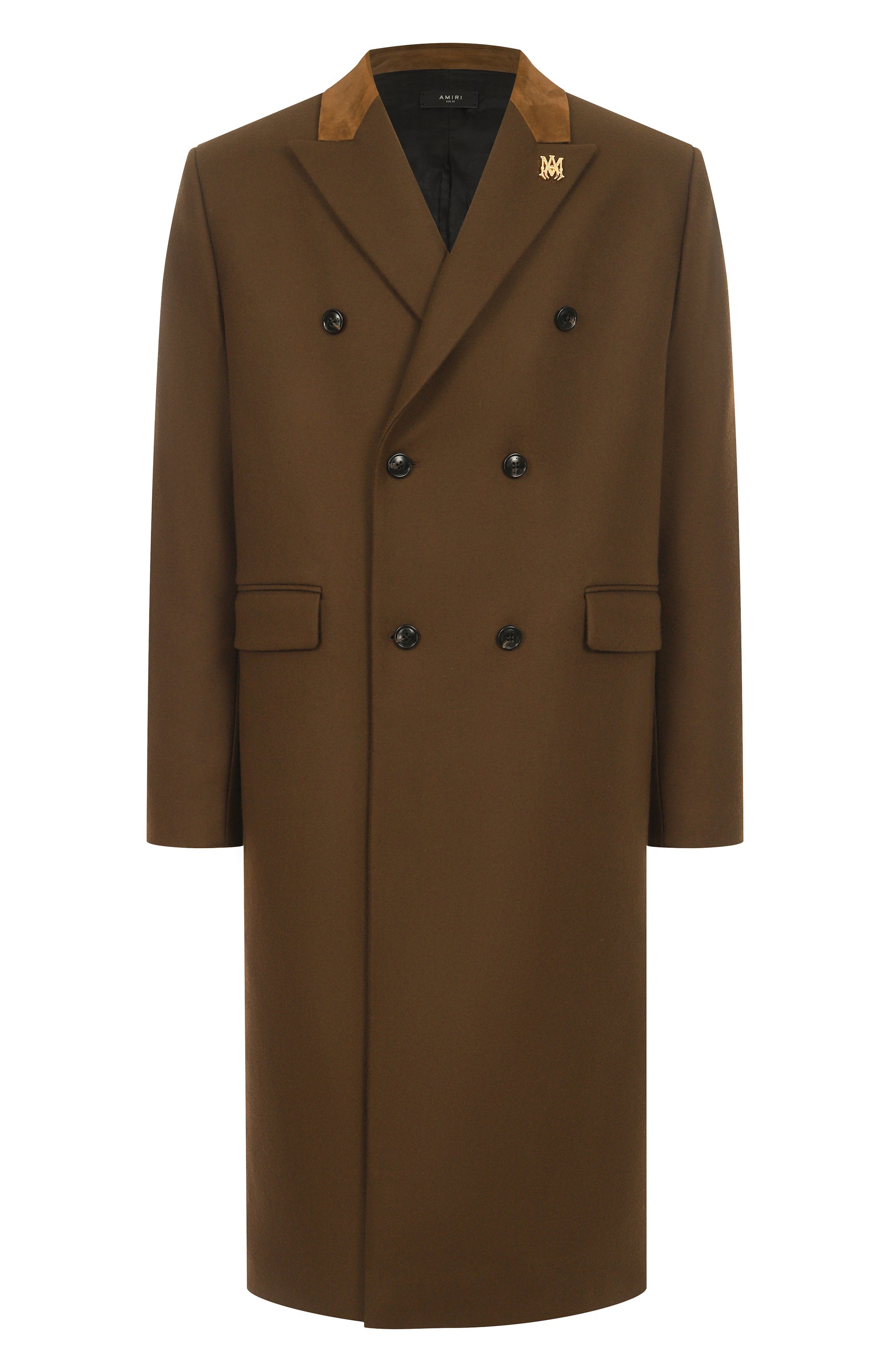 Шерстяное пальто AMIRI коричневого цвета по цене 277000 руб., арт. AMCTDS1003, фото 1 Шерстяное пальто AMIRI, арт. AMCTDS1003, фото 1