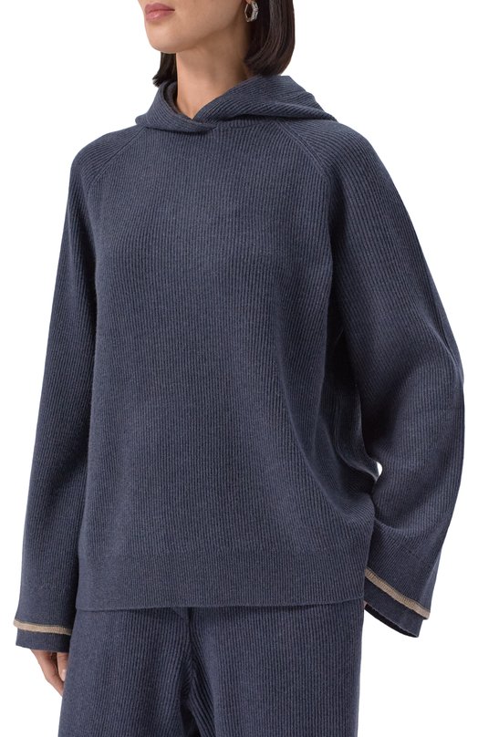 Худи из шерсти и кашемира Brunello Cucinelli M16222709 Синий  M16222709 Фото 3