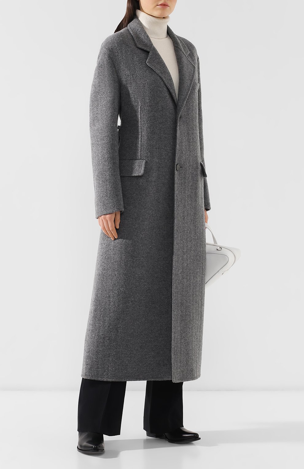 Шерстяное пальто CELINE серого цвета по цене 299500 руб., арт. 28W814904, фото 2 Шерстяное пальто CELINE, арт. 28W814904, фото 2