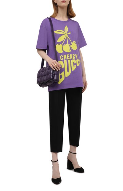 Хлопковая футболка GUCCI сиреневого цвета по цене 56160 руб., арт. 615044/XJDZ3, фото 2 Хлопковая футболка GUCCI, арт. 615044/XJDZ3, фото 2