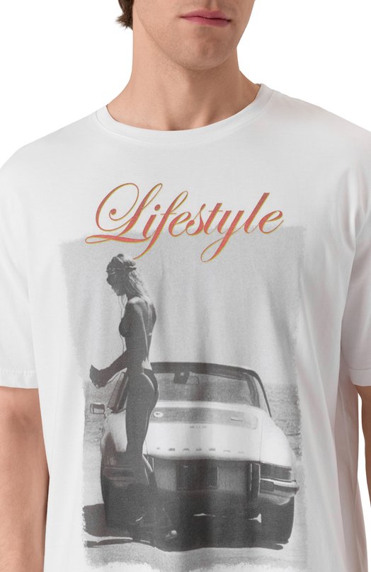 Хлопковая футболка Bisibiglio LIFESTYLE CAR Белый  LIFESTYLE CAR Фото 5