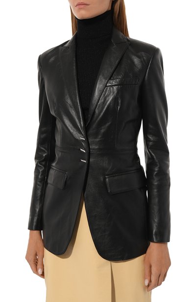 Кожаный жакет DONDUP черного цвета по цене 176000 руб., арт. DJ575/PL0386D XXX, фото 3 Кожаный жакет DONDUP, арт. DJ575/PL0386D XXX, фото 3