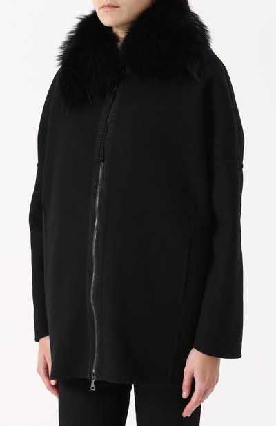 Шерстяной пуховик с меховой отделкой MONCLER, арт. C2-093-46707-00-549FH, фото 3