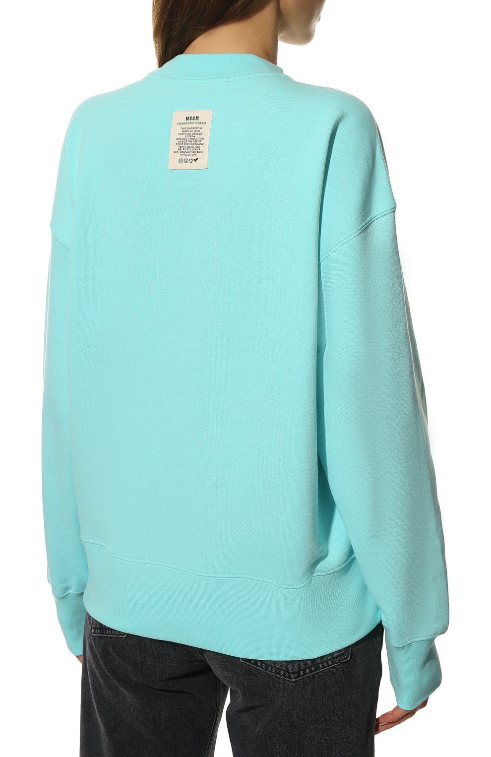 Хлопковый свитшот MSGM голубого цвета по цене 26900 руб., арт. 3241MDM191 227289, фото 4 Хлопковый свитшот MSGM, арт. 3241MDM191 227289, фото 4