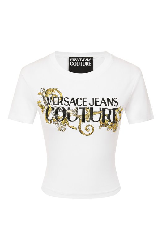 Хлопковая футболка Versace Jeans Couture 78HAHC05/CJ02C Белый 78HAHC05/CJ02C