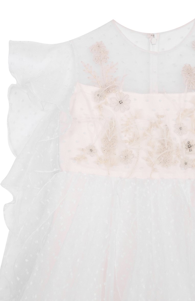 Детское платье MAISON AVA белого цвета, арт. MA-SS25-GG01/1-4 | Фото 3 (Рукава: Короткие; Материал подклада: Вискоза; Материал внешний: Синтетический материал; Случай: Вечерний; Автоматизация ТО: Проставлено; Автоматизация состава: Проставле�но; Ростовка одежда: 4 года | 104 см)
