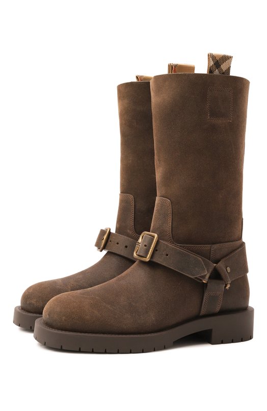 Замшевые сапоги Saddle Burberry 8113016 Коричневый 8113016