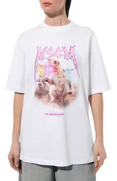 Хлопковая футболка MSGM белого цвета по цене 22100 руб., арт. 3641MDM127/247002, фото 3 Хлопковая футболка MSGM, арт. 3641MDM127/247002, фото 3