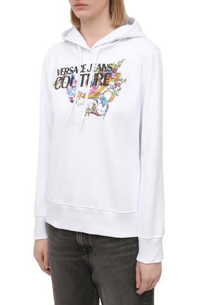 Хлопковое худи VERSACE JEANS COUTURE белого цвета по цене 38900 руб., арт. B6HWA7KC-WDP308/30456, фото 3 Хлопковое худи VERSACE JEANS COUTURE, арт. B6HWA7KC-WDP308/30456, фото 3