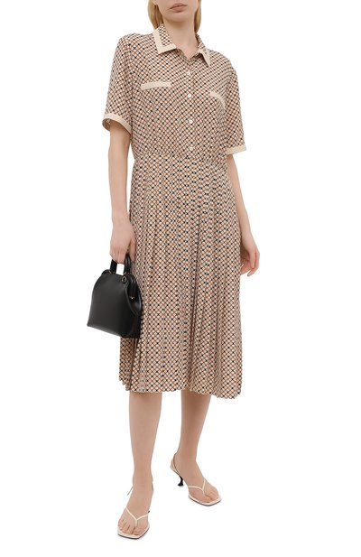 Шелковое платье CELINE бежевого цвета по цене 262500 руб., арт. 2R06A763L, фото 2 Шелковое платье CELINE, арт. 2R06A763L, фото 2