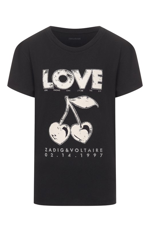 Хлопковая футболка Zadig and Voltaire JWTS02684 Чёрный JWTS02684