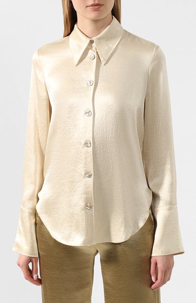 Атласная блузка NANUSHKA, арт. MANDINE_WAX YELL0W_WASHED SATIN, фото 3