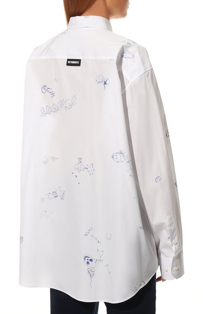 Хлопковая рубашка VETEMENTS белого цвета по цене 69950 руб., арт. UE52SH180W 1012/W, фото 4 Хлопковая рубашка VETEMENTS, арт. UE52SH180W 1012/W, фото 4