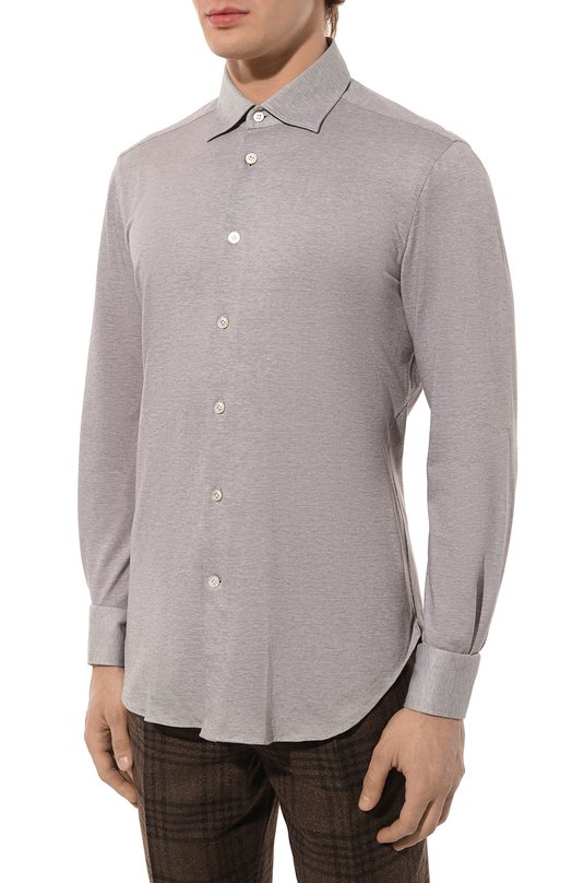 Хлопковая рубашка Kiton UCIH06923 Серый  UCIH06923 Фото 3