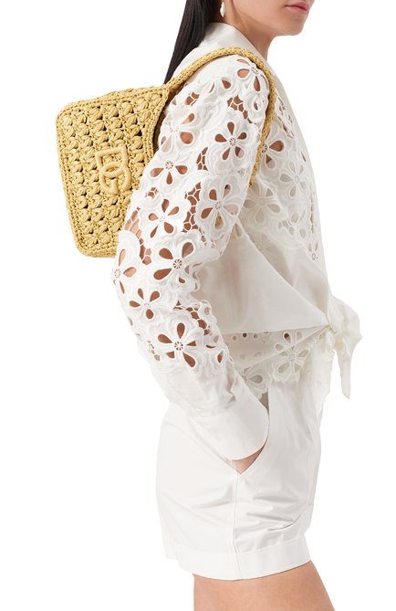 Женская сумка 3.5 DOLCE & GABBANA бежевого цвета, арт. BB7657/A4547 | Фото 2 (Драгоценные камни: Проставлено; Размер: mini; Материал сплава: Проставлено; Материал: Растительное волокно)