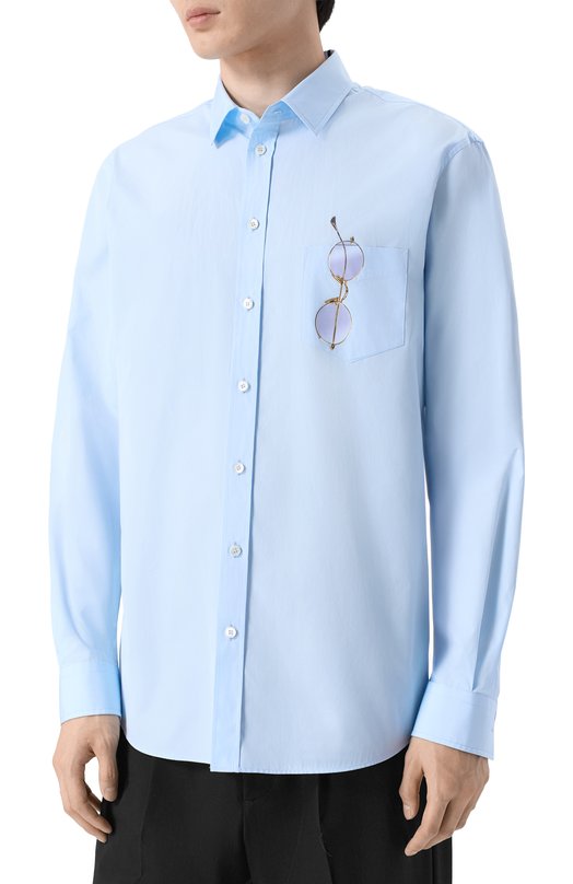 Хлопковая рубашка Moschino V0229/0235 Голубой  V0229/0235 Фото 3