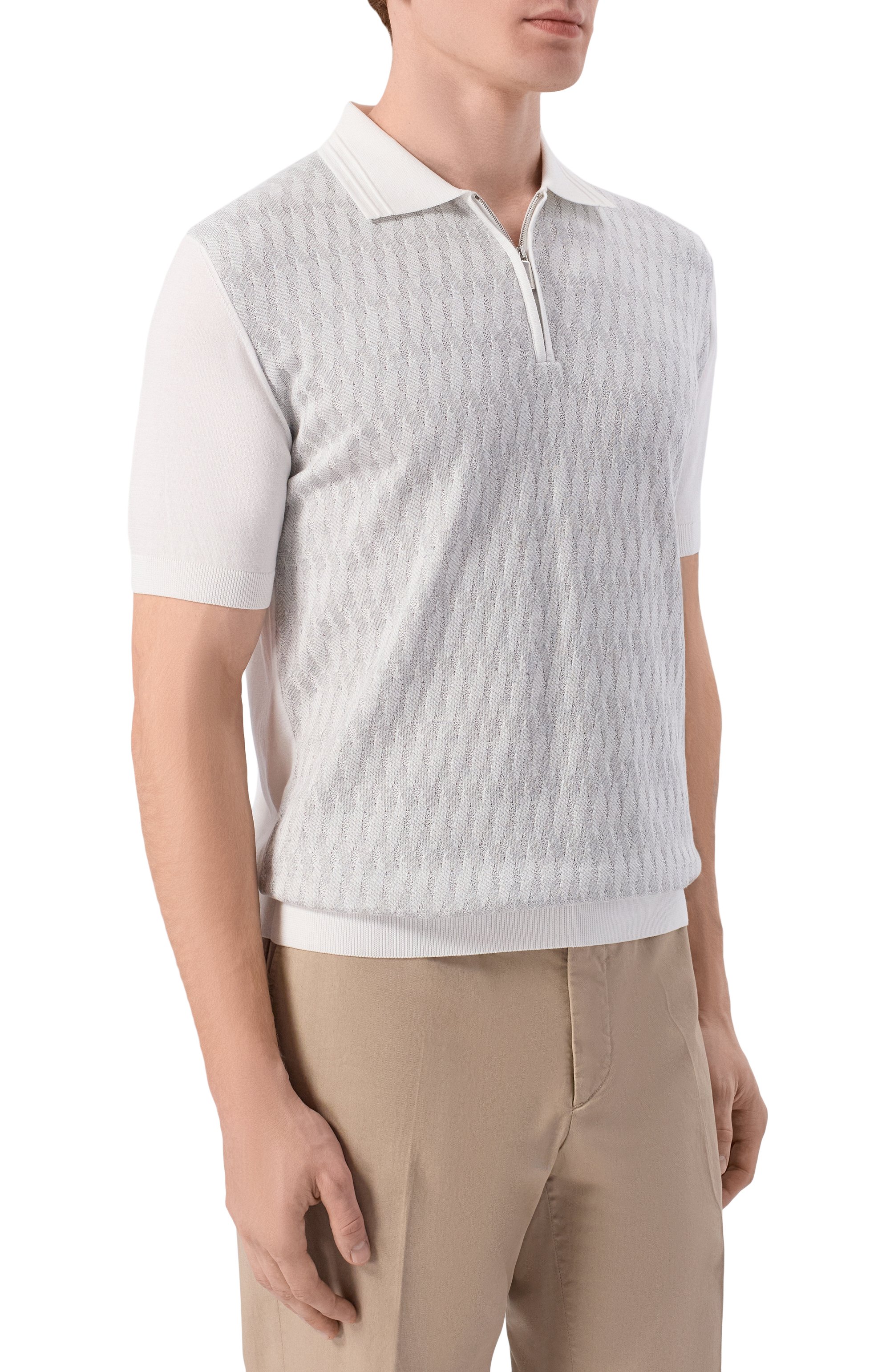 Поло из хлопка и шелка ANDREA CAMPAGNA, арт. SU26C0S310-01/C0S264, фото 3