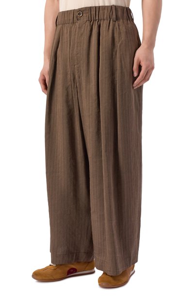 Брюки изо льна и вискозы UMA WANG коричневого цвета по цене 135000 руб., арт. UM3512, фото 3 Брюки изо льна и вискозы UMA WANG, арт. UM3512, фото 3