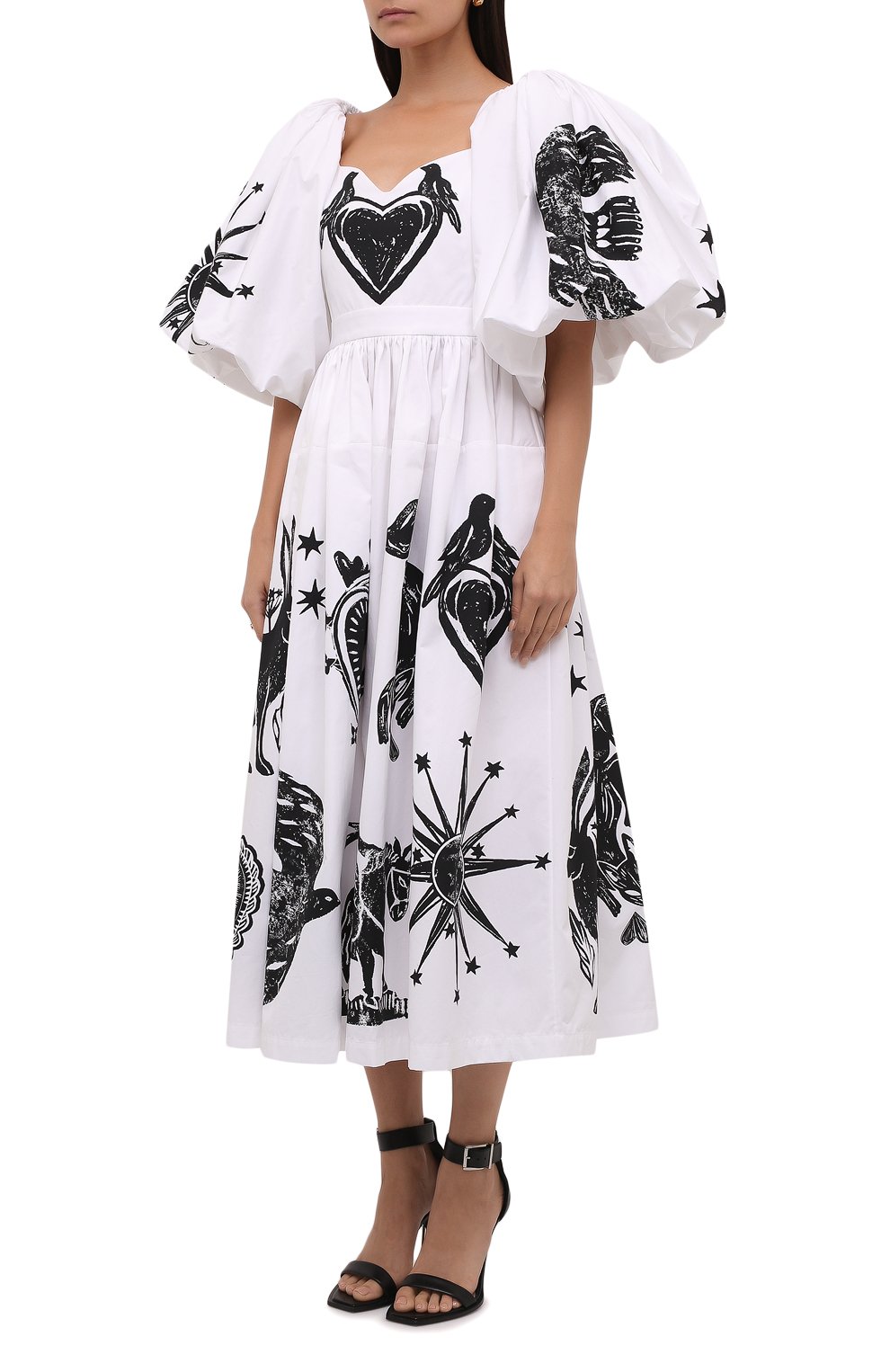 Хлопковое платье ALEXANDER MCQUEEN черно-белого цвета по цене 419500 руб., арт. 668067/QZADH, фото 3 Хлопковое платье ALEXANDER MCQUEEN, арт. 668067/QZADH, фото 3