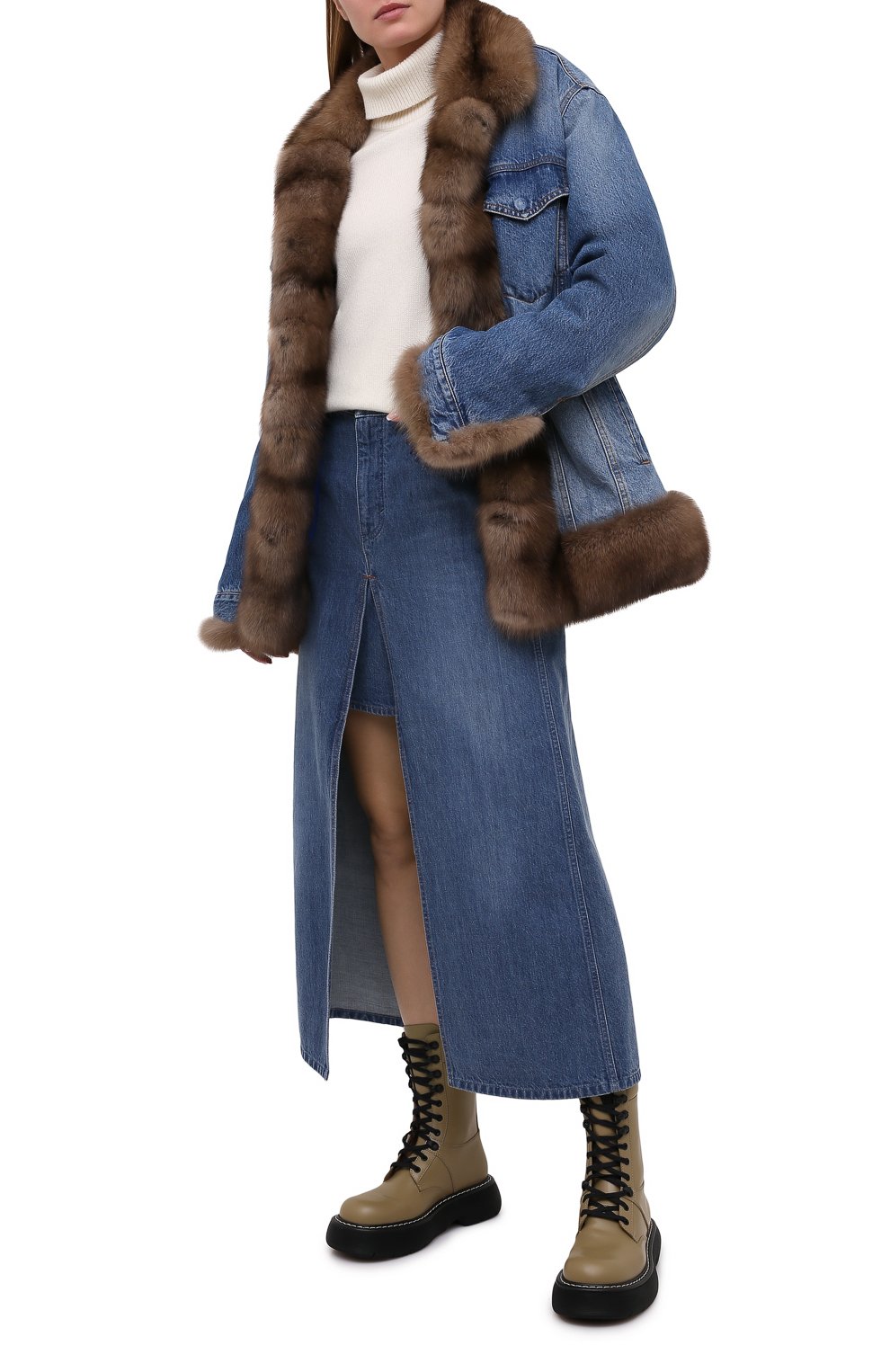 Джинсовая куртка с отделкой из меха соболя FURLAND, арт. 0223612610009100005, фото 2