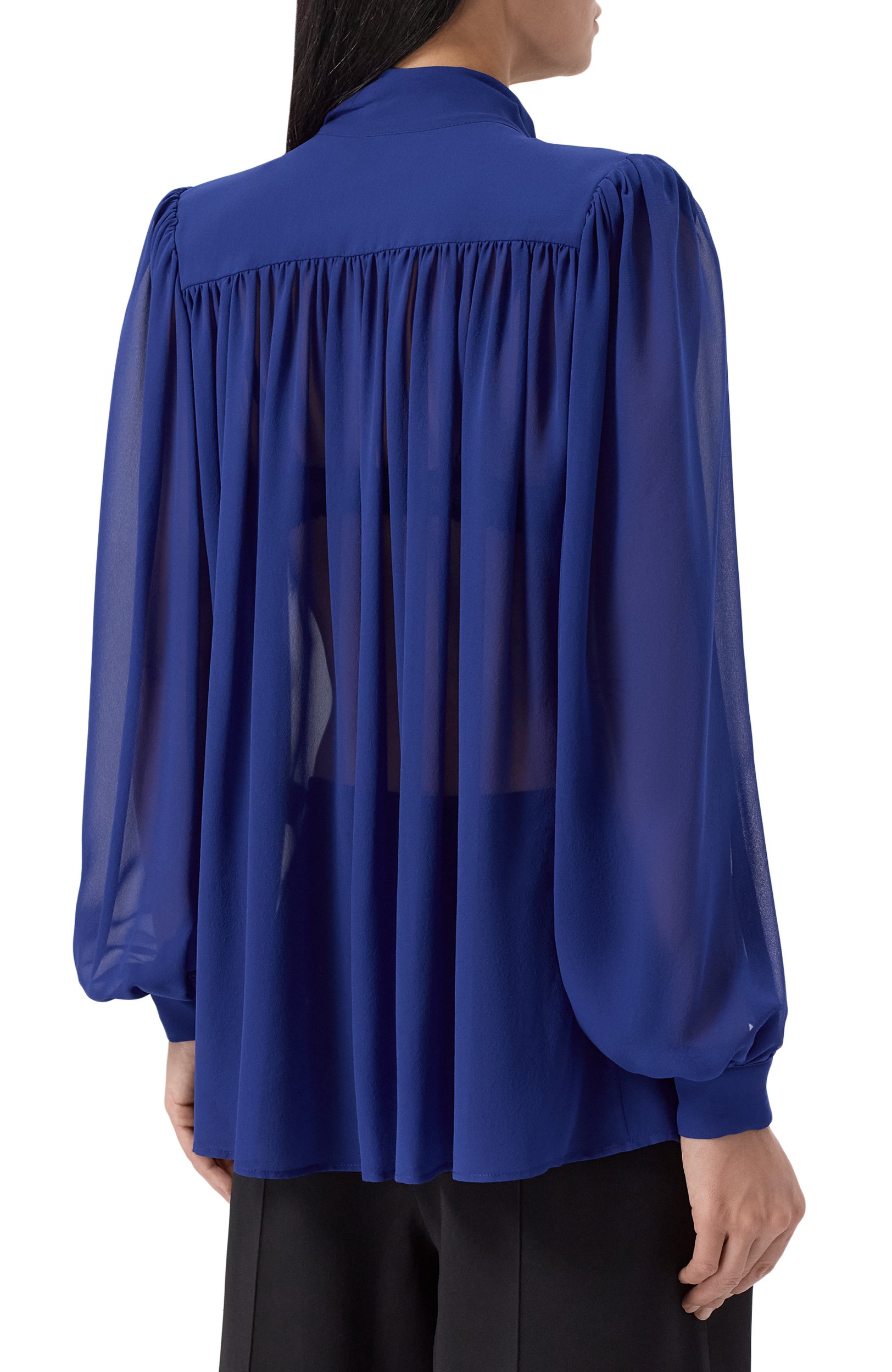 Шелковая блузка ELIE SAAB синего цвета по цене 199500 руб., арт. T0401/SI001, фото 4 Шелковая блузка ELIE SAAB, арт. T0401/SI001, фото 4