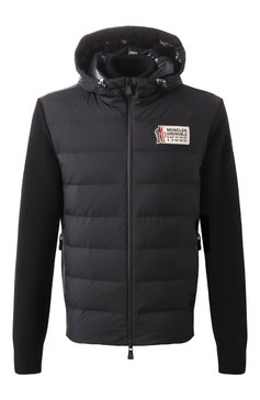 Мужской комбинированный кардиган MONCLER GRENOBLE черного цвета, арт. 9B000-15-M1122 | Фото 1 (Материал внешний: Шерсть; Материал утеплителя: Пух и перо; Рукава: Длинные; Материал сплава: Проставлено; Драгоценные камни: Проставлено; Длина (для топов): Стандартные; Материал подклада: Синтетический материал; Стили: Кэжуэл; Мужское Кросс-КТ: Кардиган-одежда)