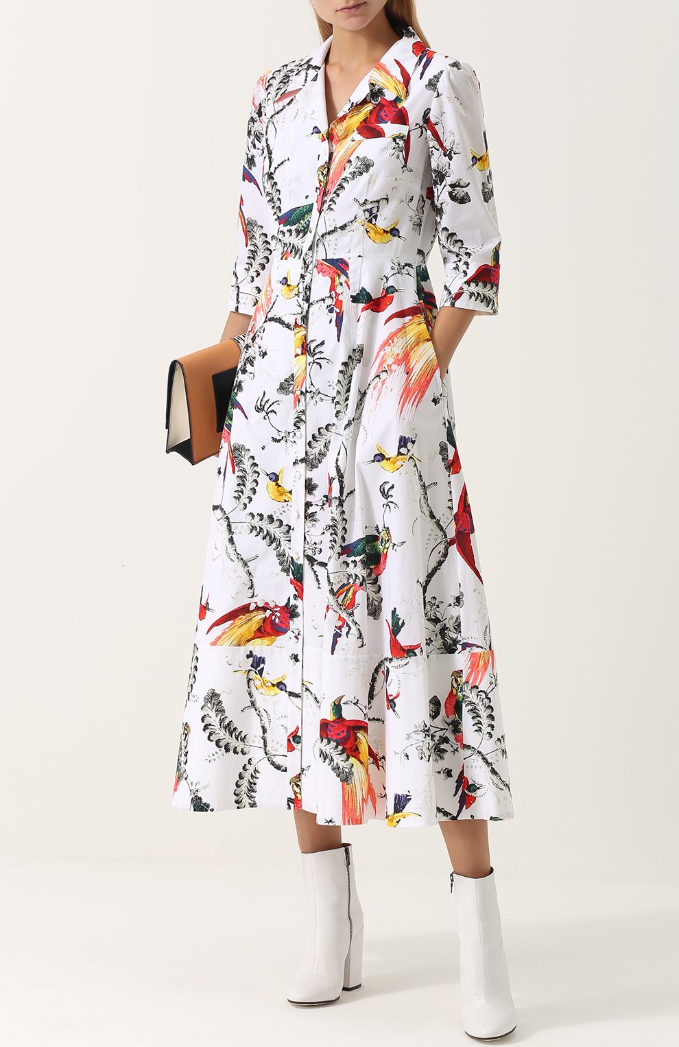 Приталенное платье-рубашка с принтом ERDEM, арт. PF17_20771PPP, фото 2