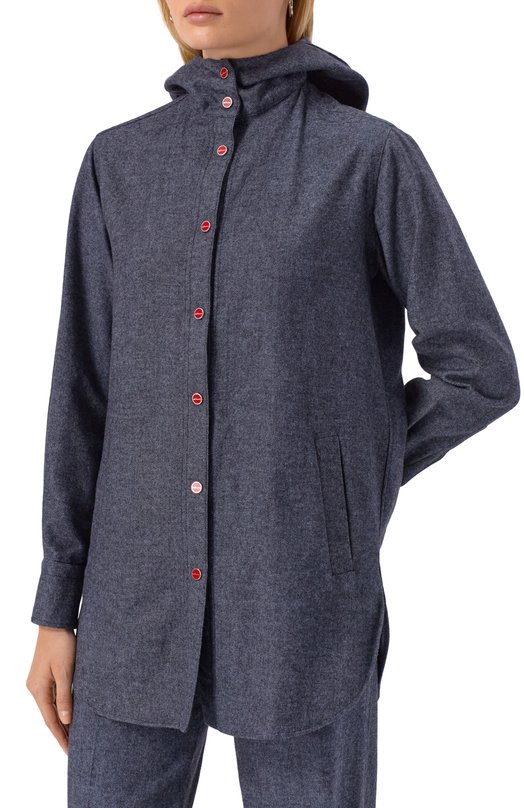 Рубашка из кашемира и хлопка Kiton D54435K0128A02 Синий  D54435K0128A02 Фото 3