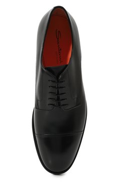 Мужские кожаные дерби SANTONI черного цвета, арт. MCJG18576JG1B0BR | Фото 6 (Материал внутренний: Натуральная кожа; Материал сплава: Проставлено; Нос: Не проставлено; Стили: Классический)