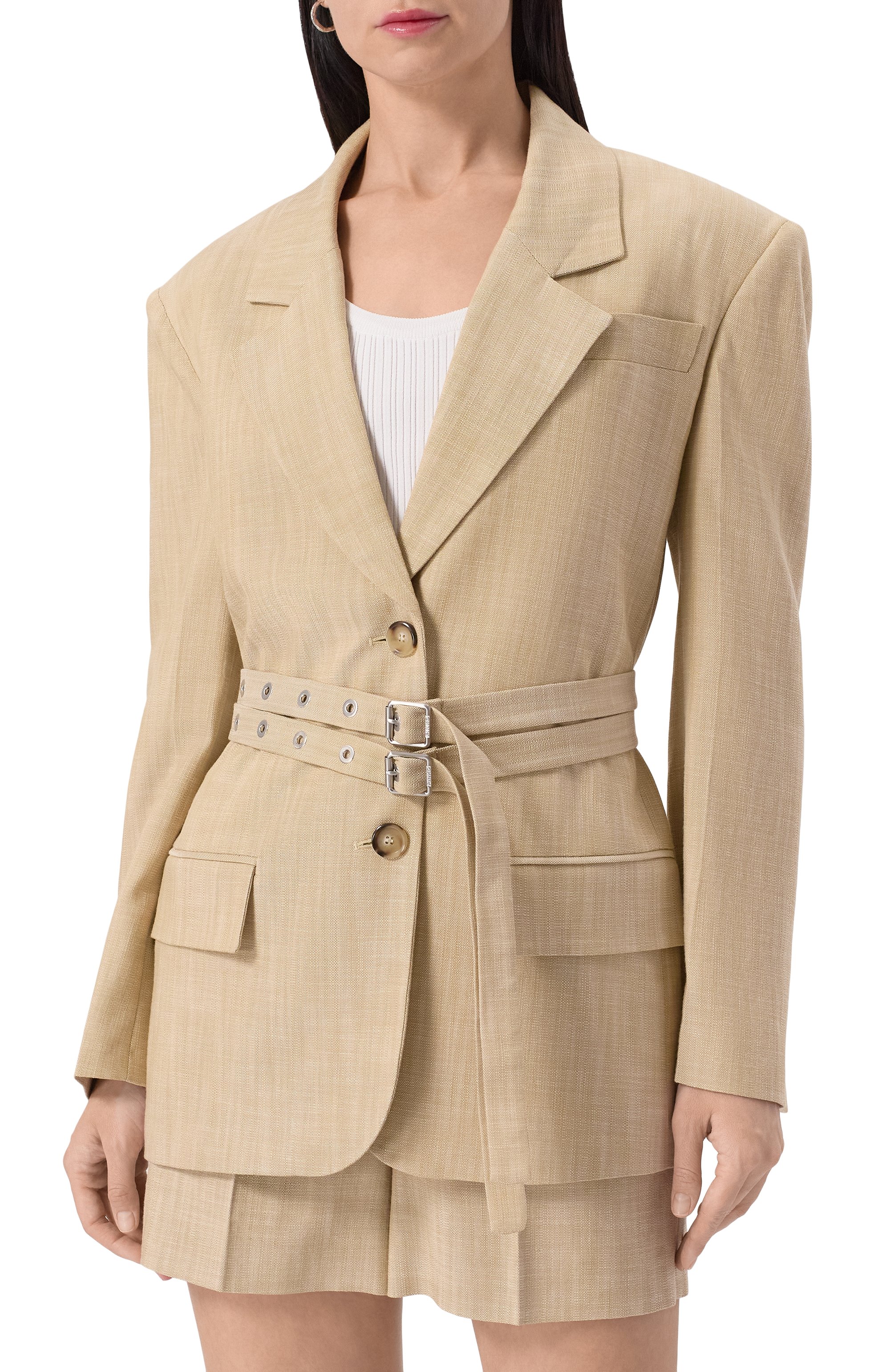 Жакет из вискозы PINKO бежевого цвета по цене 52100 руб., арт. 104887/A2EJ, фото 3 Жакет из вискозы PINKO, арт. 104887/A2EJ, фото 3