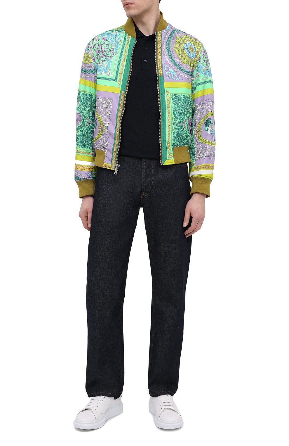 Хлопковое поло VERSACE темно-синего цвета по цене 49950 руб., арт. A87427/A237141, фото 2 Хлопковое поло VERSACE, арт. A87427/A237141, фото 2