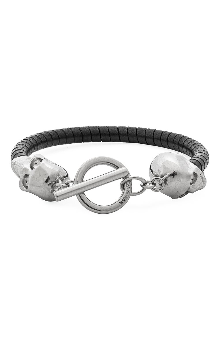 Мужской кожаный браслет ALEXANDER MCQUEEN черного цвета, арт. 554600/J127I | Фото 3 (Статус проверки: Проверена категория; Материал: Кожа; Региональные ограничения белый список (Axapta Mercury): Не проставлено; Нос: Не проставлено)