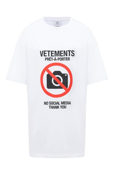 Женская хлопковая футболка VETEMENTS, арт. UAH21TR546 1600/W