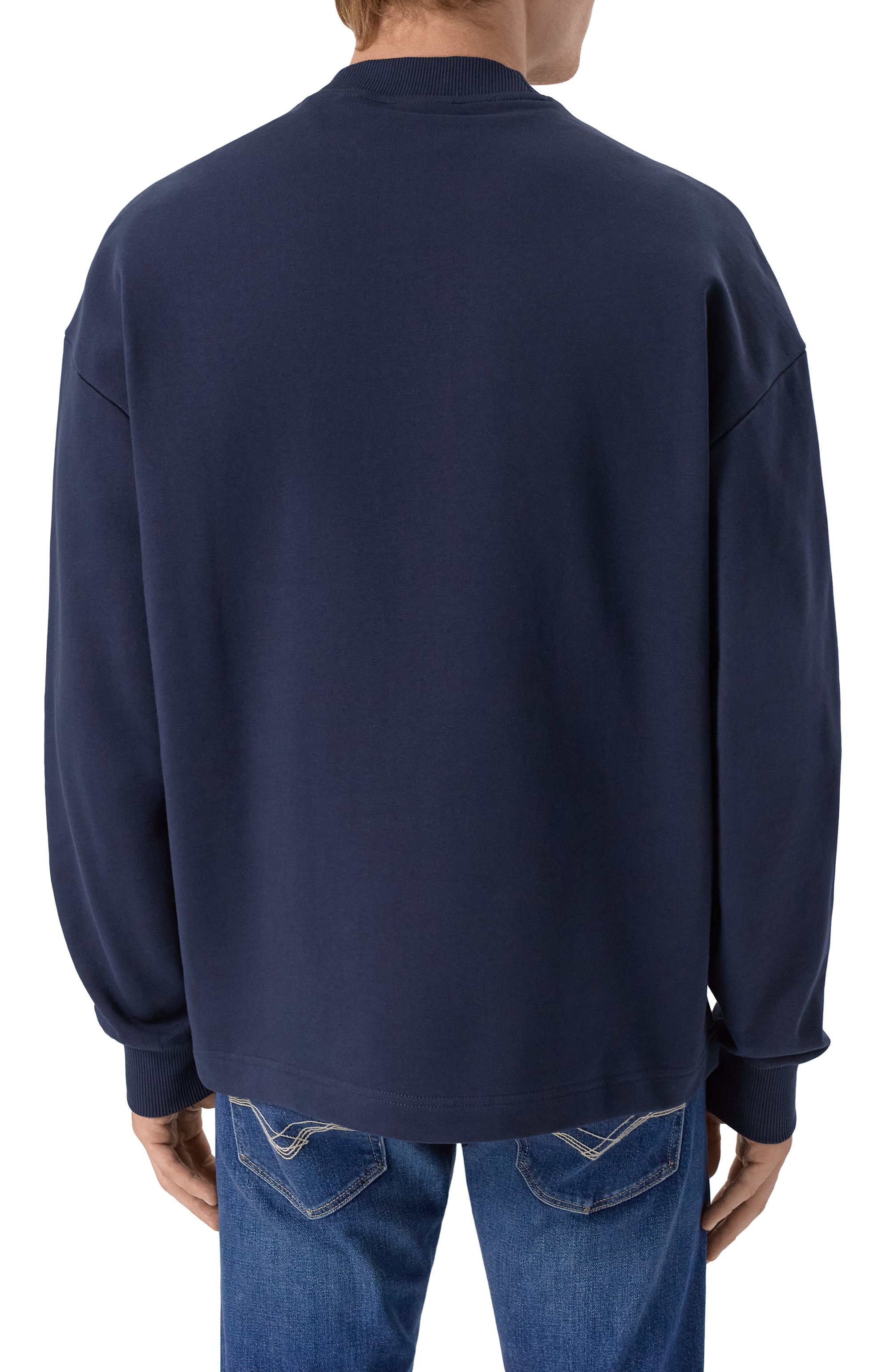 Хлопковый свитшот HUGO BLUE темно-синего цвета по цене 13600 руб., арт. 50522359, фото 4 Хлопковый свитшот HUGO BLUE, арт. 50522359, фото 4