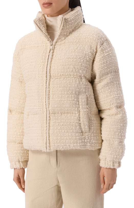 Твидовый пуховик MC2 Saint Barth MDY0002-00231I/MADDY TWEED Кремовый  MDY0002-00231I/MADDY TWEED Фото 3