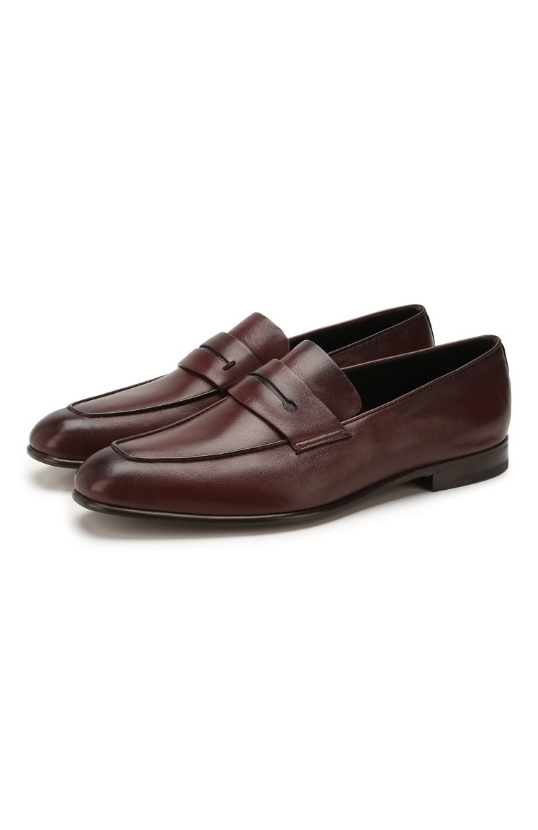 Мужские кожаные пенни-лоферы ZEGNA бордового цвета, арт. A3014X-LHAFR | Фото 1 (Материал внутренний: Натуральная кожа; Стили: Классический; Материал сплава: Проставлено; Нос: Не проставлено; Материал внешний: Натуральная кожа)