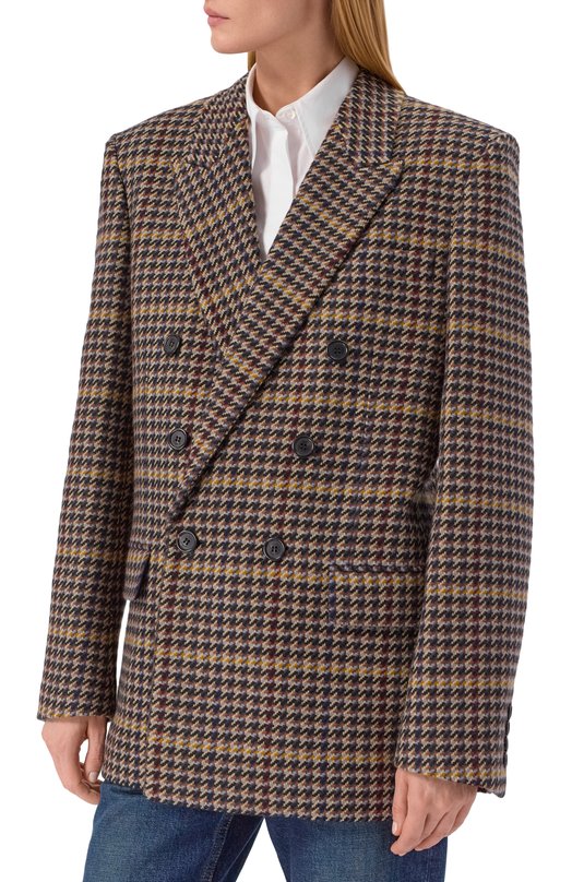 Шерстяной жакет Saint Laurent 837047/Y3J60 Коричневый  837047/Y3J60 Фото 3