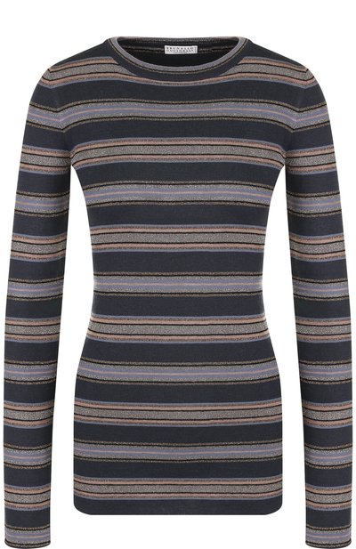 Женский пуловер из смеси шерсти и кашемира в полоску BRUNELLO CUCINELLI, арт. M5F875000