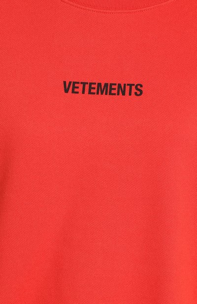 Хлопковый свитшот VETEMENTS красного цвета по цене 42300 руб., арт. UAH20TR726/W, фото 5 Хлопковый свитшот VETEMENTS, арт. UAH20TR726/W, фото 5