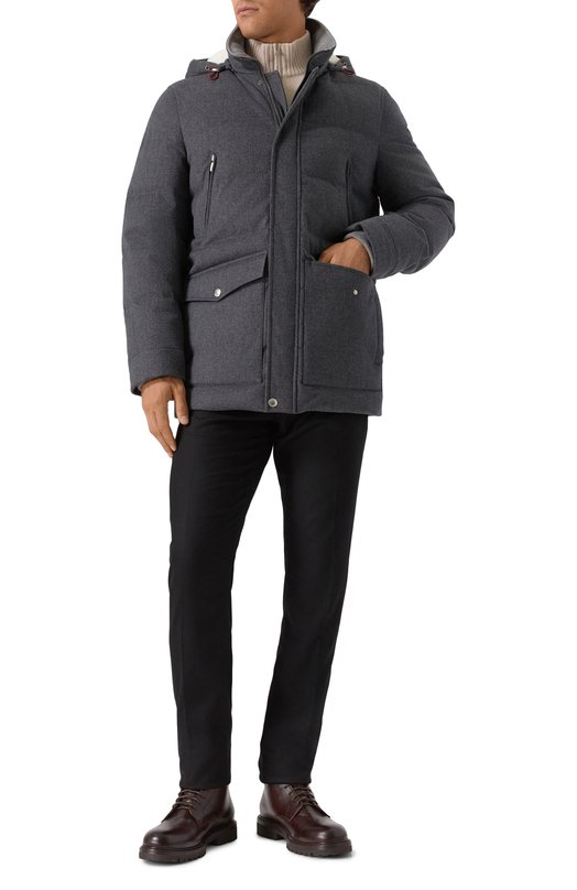 Шерстяной пуховик Brunello Cucinelli MM4701823 Серый  MM4701823 Фото 2