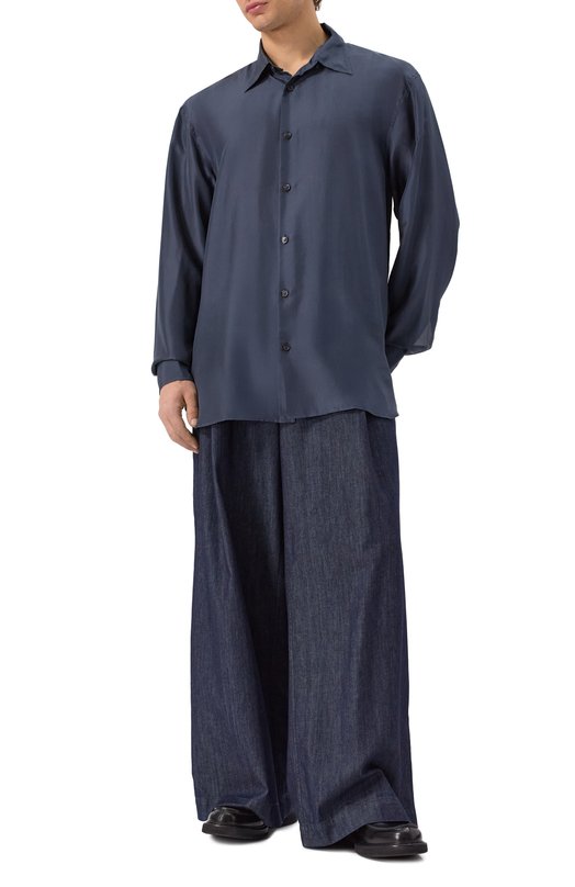 Шелковая рубашка Dries Van Noten 251-020732-1198 Синий  251-020732-1198 Фото 2