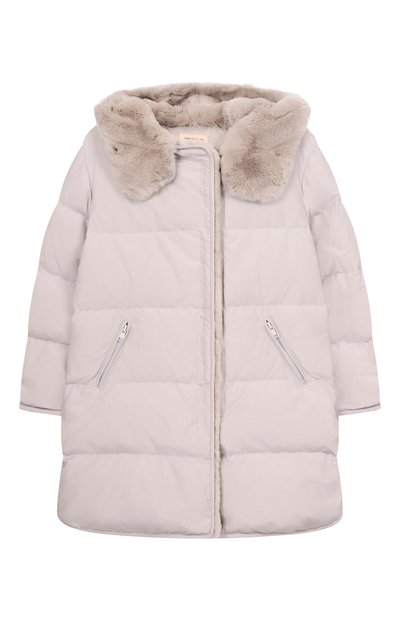 Пуховое пальто с отделкой из кролика YVES SALOMON ENFANT, арт. 26WEM905XXJ06X