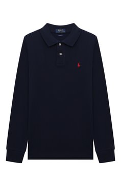 Детское хлопковое поло POLO RALPH LAUREN темно-синего цвета, арт. 323708858024 | Фото 1 (Рукава: Длинные; Материал сплава: Проставлено; Материал внешний: Хлопок; Драгоценные камни: Проставлено)