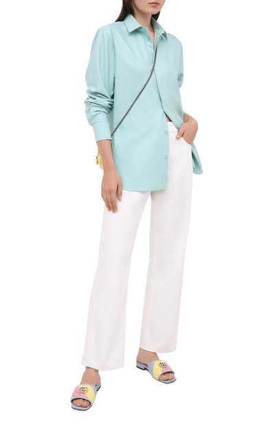 Кожаные шлепанцы jolie GUCCI голубого цвета по цене 45550 руб., арт. 629934/0CGB0, фото 2 Кожаные шлепанцы jolie GUCCI, арт. 629934/0CGB0, фото 2