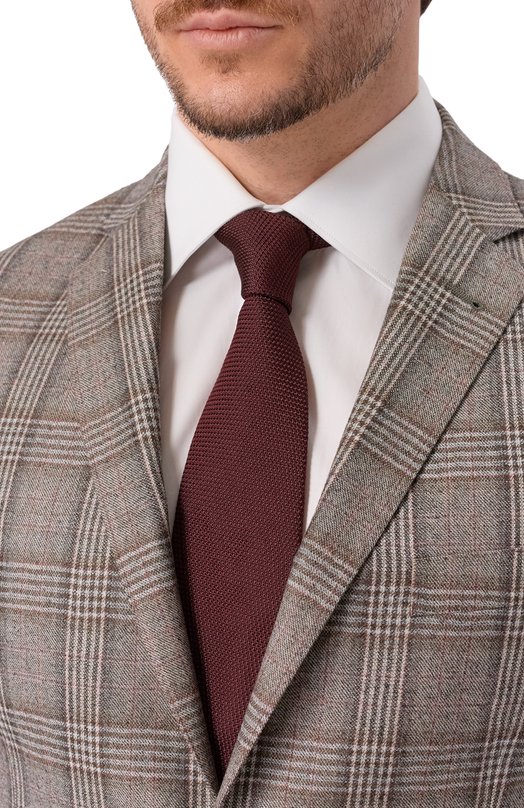 Шелковый галстук Zilli CRAV2BM0600VP0I03 Бордовый  CRAV2BM0600VP0I03 Фото 2