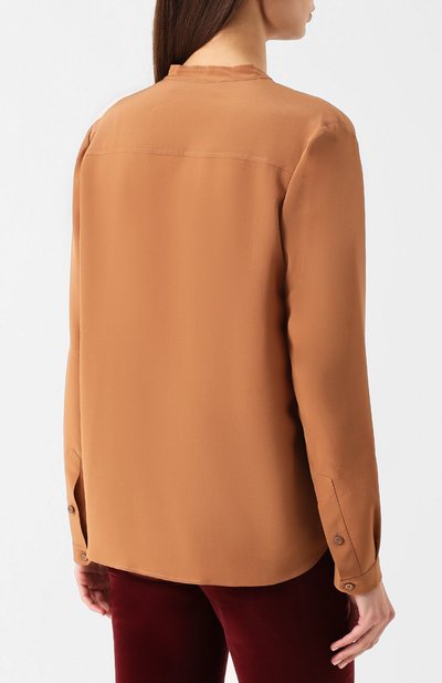 Прямая шелковая блуза с воротником-стойкой STELLA MCCARTNEY, арт. 358313/SY206, фото 4
