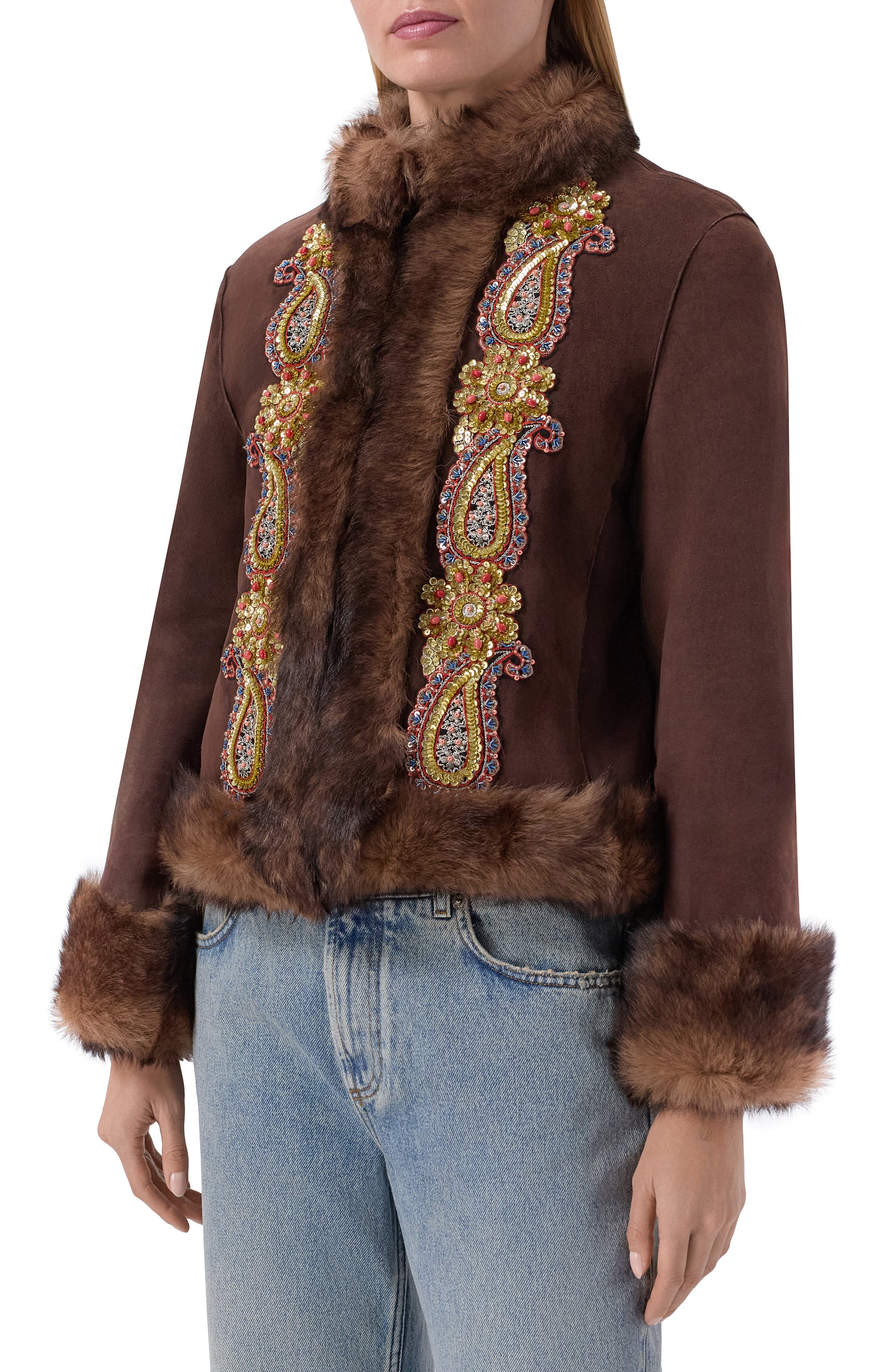 Дубленка с отделкой пайетками VALENTINO, арт. 8B3NA06D/9VF, фото 3