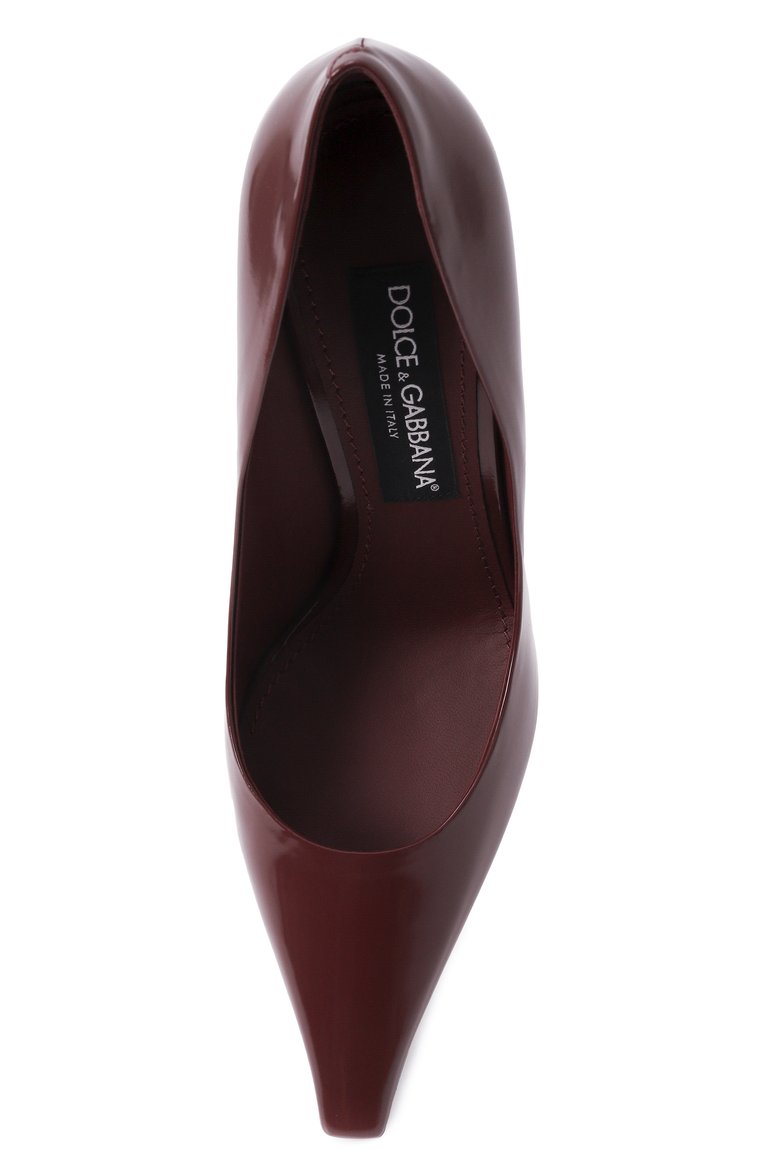 Женские кожаные туфли mun 90 DOLCE & GABBANA бордового цвета, арт. CD1882/A1037 | Фото 6 (Каблук высота: Высокий; Материал внутренний: Натуральная кожа; Материал внешний: Натуральная кожа; Подошва: Плоская; Каблук тип: Шпилька; Автоматизация ТО: Проставлено; Автоматизация состава: Проставлено; Размерность: Идёт в размер; Re-sync: On)